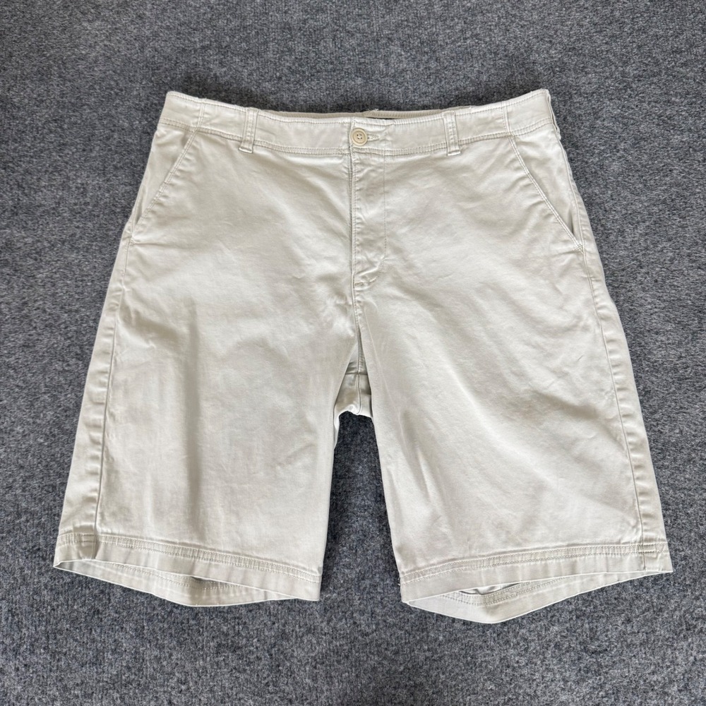 Lee Extreme Motion Mens Chino Short Size 34 Beige Stretch Casual Golf Flat Front